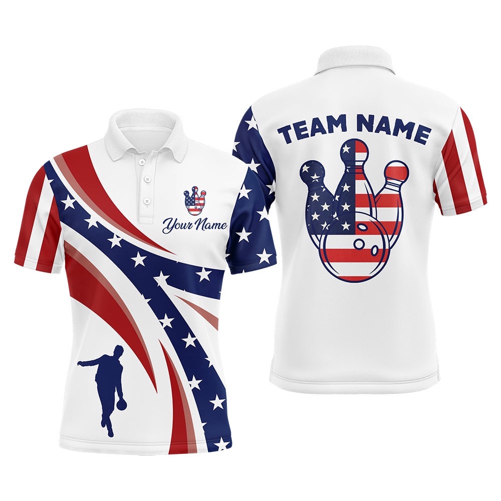 Custom Bowling Polo Shirt For Men American Flag Bowling Team Polo Shirt Patriotic Bowling League Shirt, Personalized Bowling Team Shirt Custom Bowling Polo Shirt For Men American Flag Bowling Team Polo Shirt Patriotic Bowling League Shirt, Personalized Bowling Team Shirt