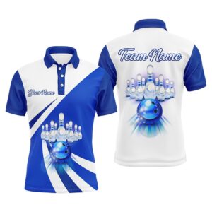 Custom Bowling Polo Shirt For Men Blue…
