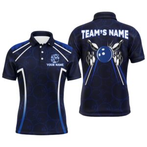 Custom Bowling Polo Shirt For Men Navy…