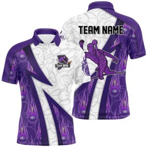 Custom Bowling Polo Shirt For Men Purple…
