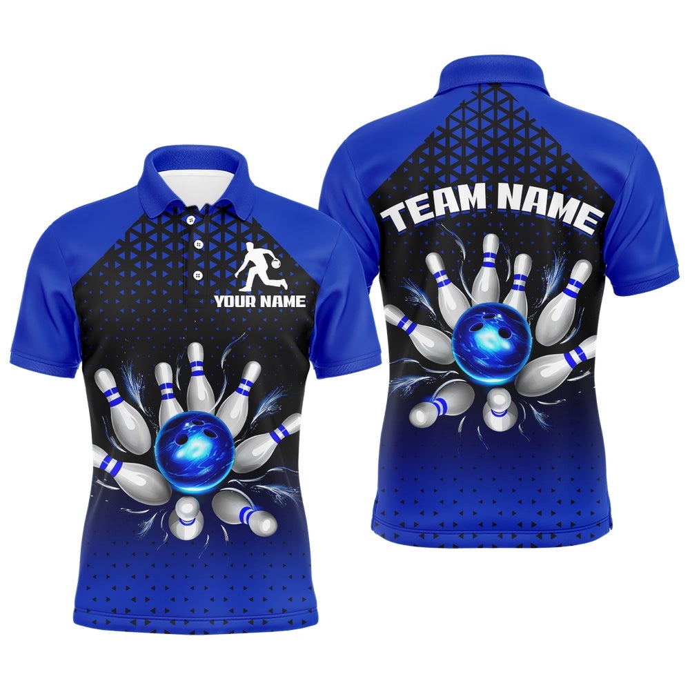 Custom Bowling Polo Shirts For Men And Women Blue Bowling Team Polo Shirt Unisex, Personalized Bowling Team Shirt Custom Bowling Polo Shirts For Men And Women Blue Bowling Team Polo Shirt Unisex, Personalized Bowling Team Shirt