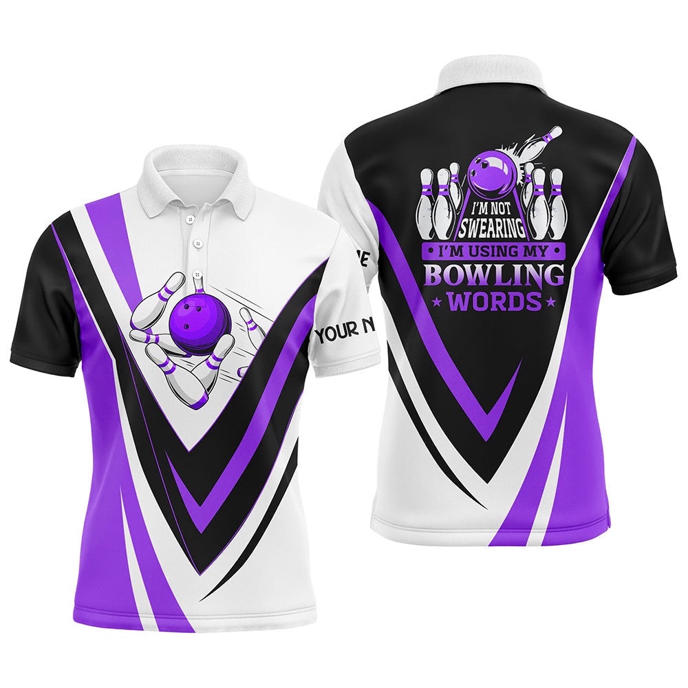 Custom Bowling Polo Shirts For Men I’M Not Swearing, I’M Using My Bowling Words Purple Bowl Shirts, Personalized Bowling Team Shirt Custom Bowling Polo Shirts For Men I’M Not Swearing, I’M Using My Bowling Words Purple Bowl Shirts, Personalized Bowling Team Shirt