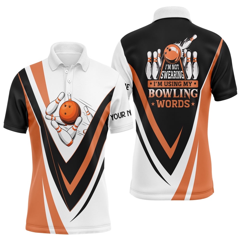 Custom Bowling Polo Shirts I’M Not Swearing, I’M Using My Bowling Words Orange Bowl Shirts, Personalized Bowling Team Shirt Custom Bowling Polo Shirts I’M Not Swearing, I’M Using My Bowling Words Orange Bowl Shirts, Personalized Bowling Team Shirt