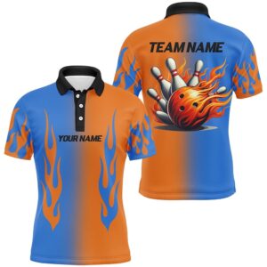 Custom Bowling Shirt Flame Bowling Team Polo…
