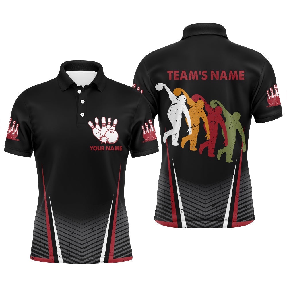 Custom Bowling Shirt For Men, Black Bowling Polo Polo Shirt For Team Print, Gifts For Men Bowlers, Personalized Bowling Team Shirt Custom Bowling Shirt For Men, Black Bowling Polo Polo Shirt For Team Print, Gifts For Men Bowlers, Personalized Bowling Team Shirt