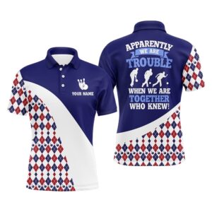 Custom Bowling Shirt For Men, Blue Argyle…