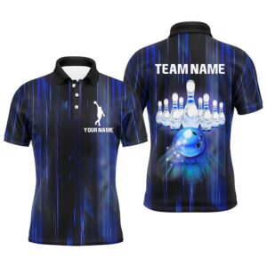 Custom Bowling Shirt For Men Blue Bowling…