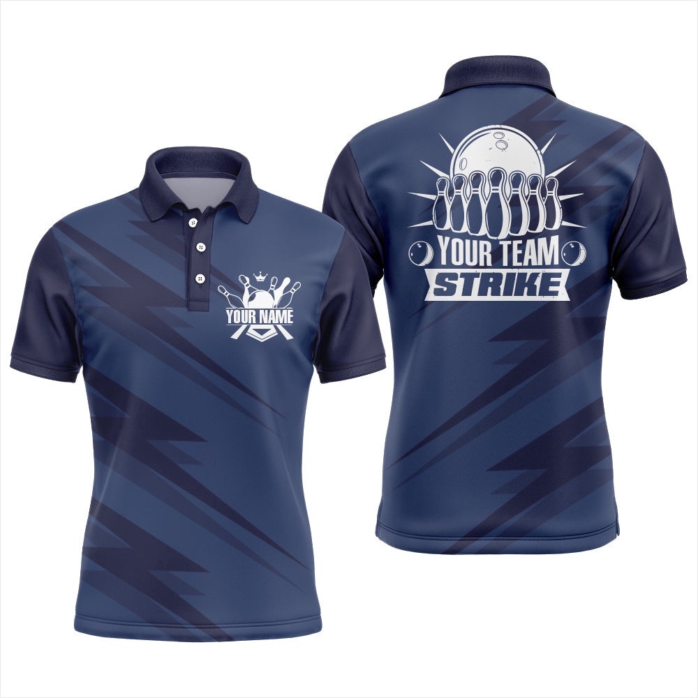 Custom Bowling Shirt For Men Blue Bowling Team League Polo Shirt Strike Bowling Polo Shirt, Personalized Bowling Team Shirt Custom Bowling Shirt For Men Blue Bowling Team League Polo Shirt Strike Bowling Polo Shirt, Personalized Bowling Team Shirt