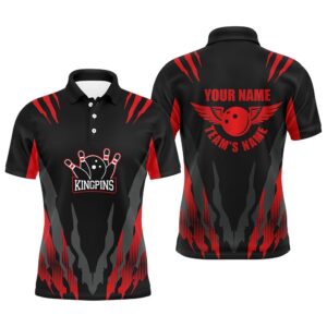 Custom Bowling Shirt For Men, Kingpins Red…