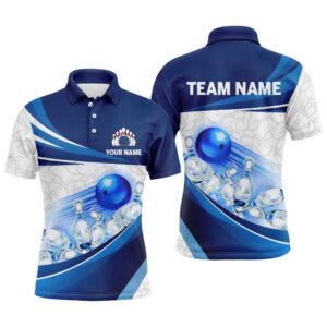 Custom Bowling Shirt For Men Navy Bowling…
