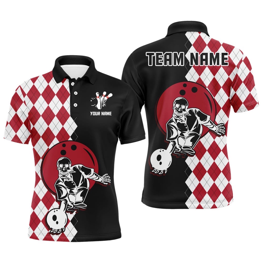 Custom Bowling Shirt For Men Skull Bowling Polo Shirt Bowling Team League Polo Shirt, Personalized Bowling Team Shirt Custom Bowling Shirt For Men Skull Bowling Polo Shirt Bowling Team League Polo Shirt, Personalized Bowling Team Shirt