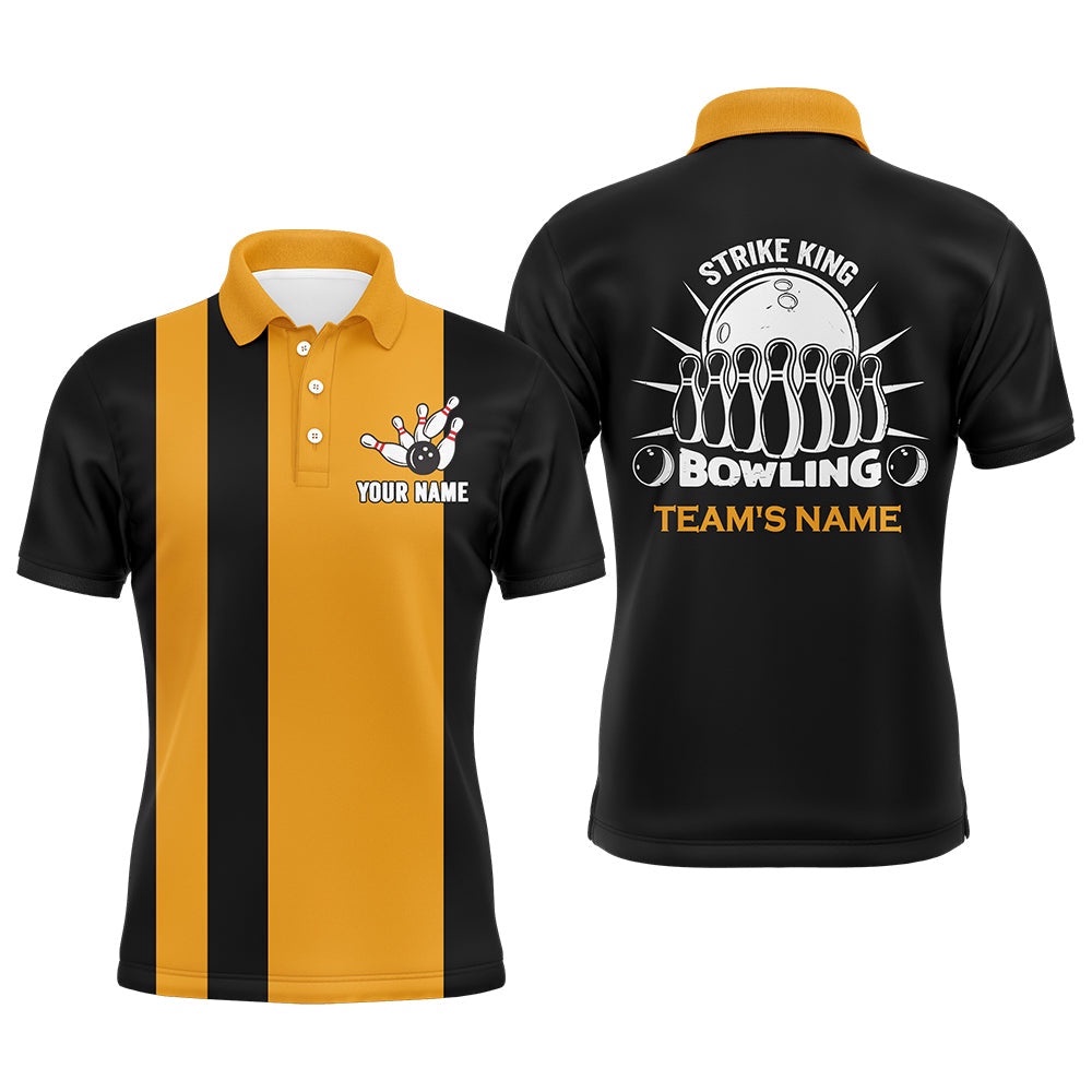 Custom Bowling Shirt For Men, Vintage Yellow&Black Bowling Polo Polo Shirt For Team Bowling King, Personalized Bowling Team Shirt Custom Bowling Shirt For Men, Vintage Yellow&Black Bowling Polo Polo Shirt For Team Bowling King, Personalized Bowling Team Shirt