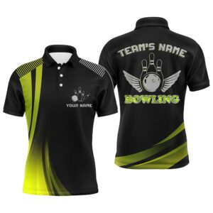 Custom Bowling Shirt For Men, Yellow&Black Bowling…