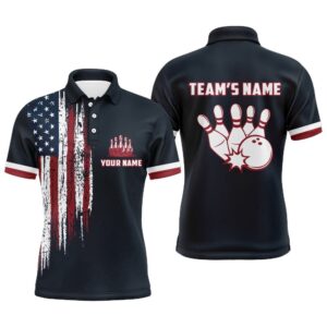 Custom Bowling Shirt With Name American Flag…