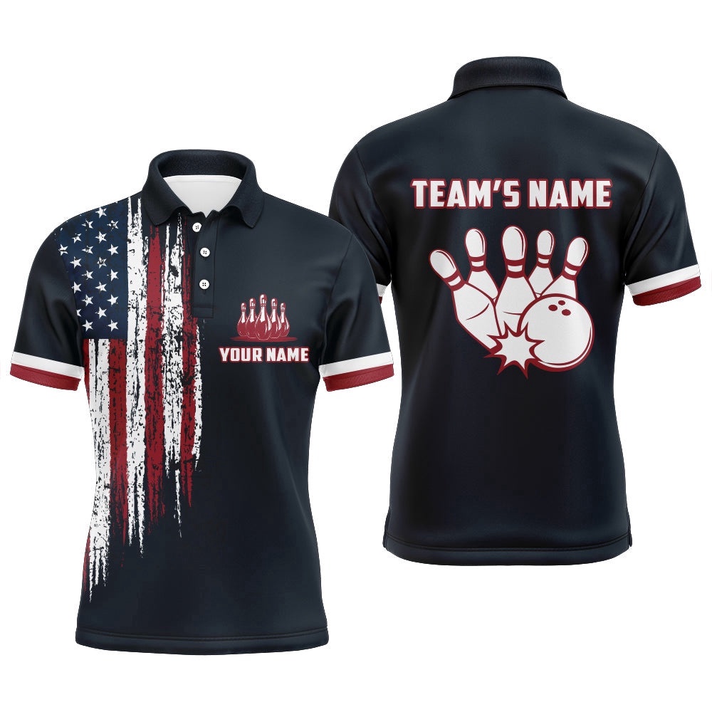 Custom Bowling Shirt With Name American Flag Bowling Polo Shirt For Men Bowling Polo Shirt For Team, Personalized Bowling Team Shirt Custom Bowling Shirt With Name American Flag Bowling Polo Shirt For Men Bowling Polo Shirt For Team, Personalized Bowling Team Shirt