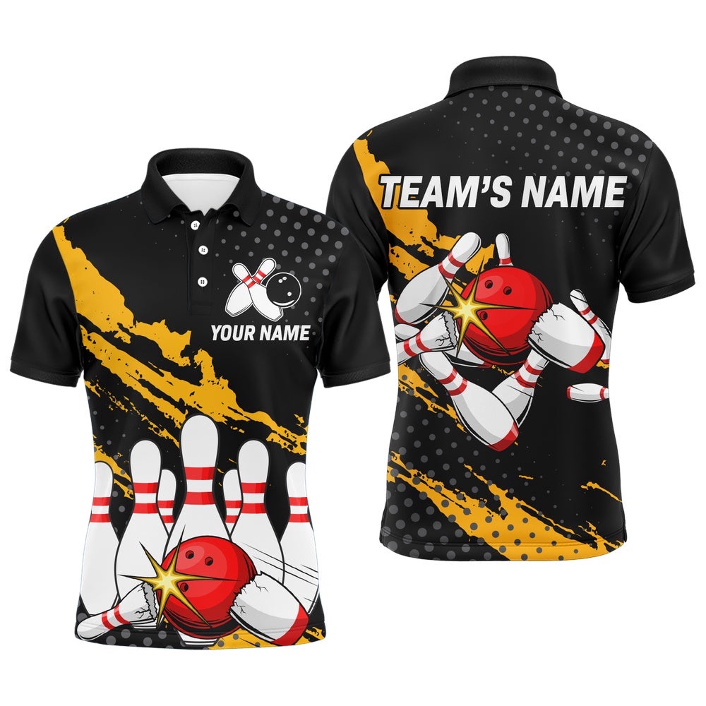 Custom Bowling Shirts For Men Black Bowling Team Polo Shirt Funny Bowling Polo Shirts, Personalized Bowling Team Shirt Custom Bowling Shirts For Men Black Bowling Team Polo Shirt Funny Bowling Polo Shirts, Personalized Bowling Team Shirt