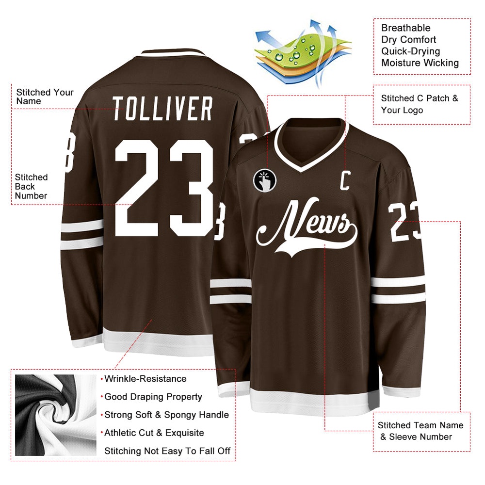 Custom Brown White Hockey Jersey, New Hockey Jersey, Personali Sport Team Jersey Shirt