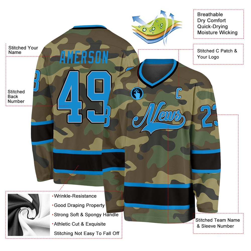 Custom Camo Blue Black Salute To Service Hockey Jersey, New Hockey Jersey, Personali Sport Team Jersey Shirt Custom Camo Blue Black Salute To Service Hockey Jersey, New Hockey Jersey, Personali Sport Team Jersey Shirt