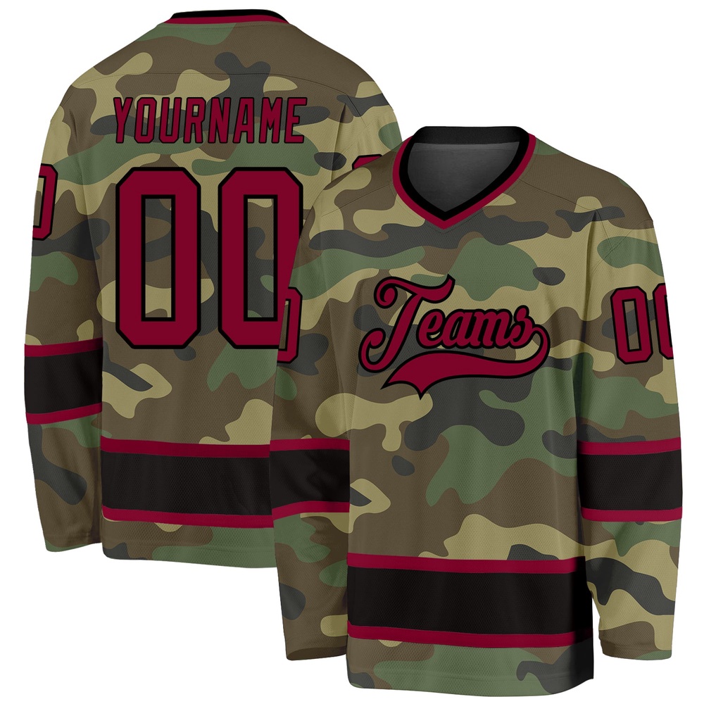 Custom Camo Maroon Black Salute To Service Hockey Jersey, New Hockey Jersey, Personali Sport Team Jersey Shirt Custom Camo Maroon Black Salute To Service Hockey Jersey, New Hockey Jersey, Personali Sport Team Jersey Shirt