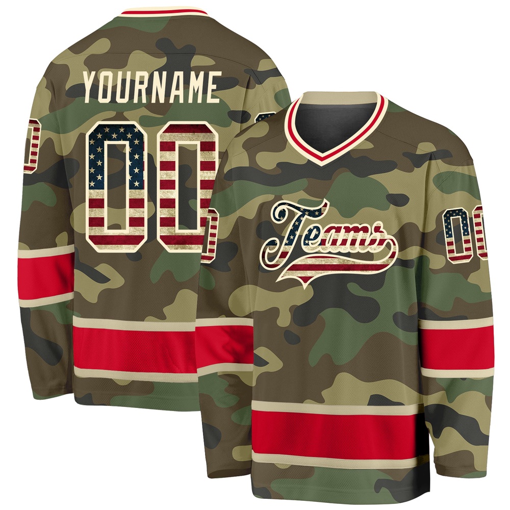 Custom Camo Vintage USA Flag Red Salute To Service Hockey Jersey, New Hockey Jersey, Personali Sport Team Jersey Shirt Custom Camo Vintage USA Flag Red Salute To Service Hockey Jersey, New Hockey Jersey, Personali Sport Team Jersey Shirt