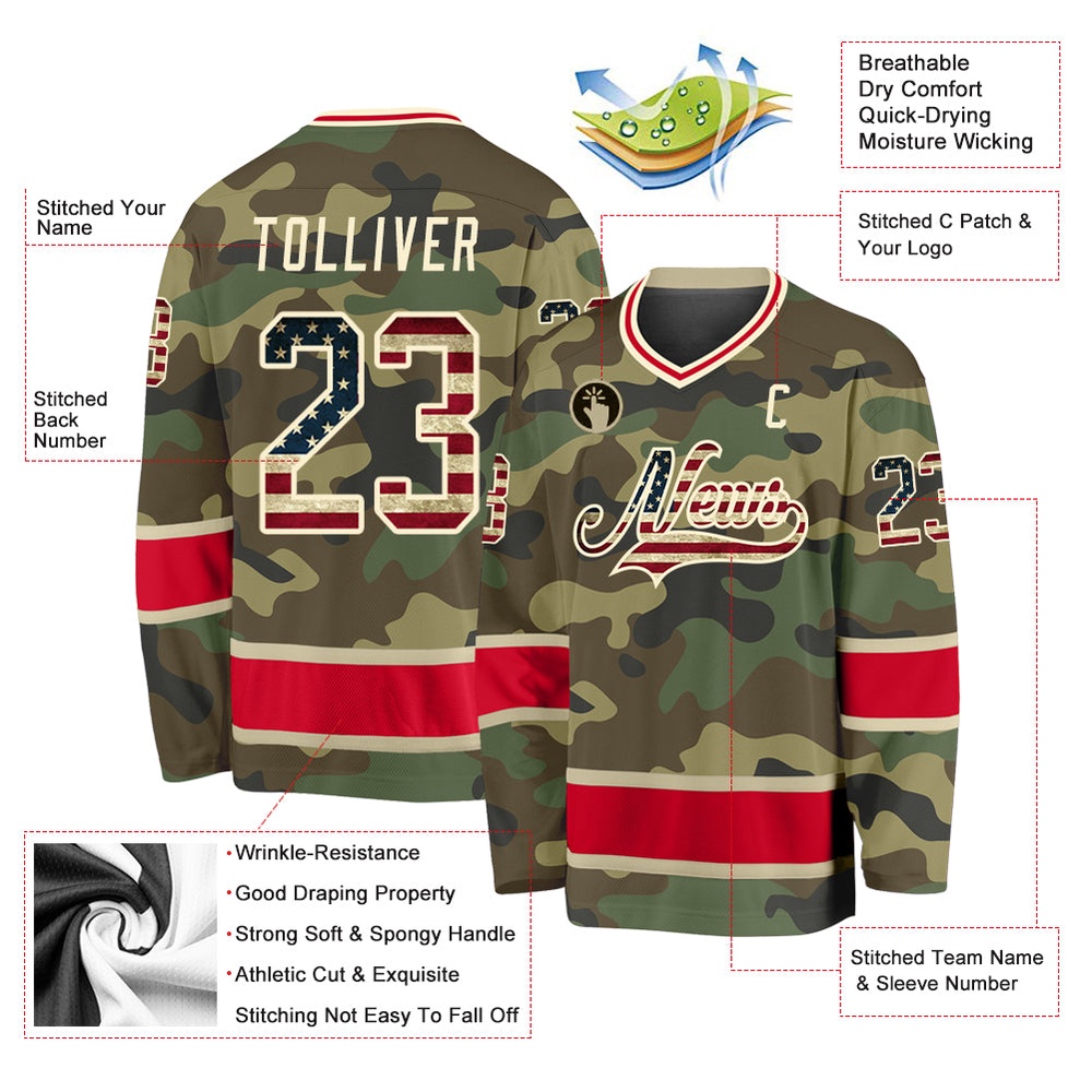 Custom Camo Vintage USA Flag Red Salute To Service Hockey Jersey, New Hockey Jersey, Personali Sport Team Jersey Shirt Custom Camo Vintage USA Flag Red Salute To Service Hockey Jersey, New Hockey Jersey, Personali Sport Team Jersey Shirt