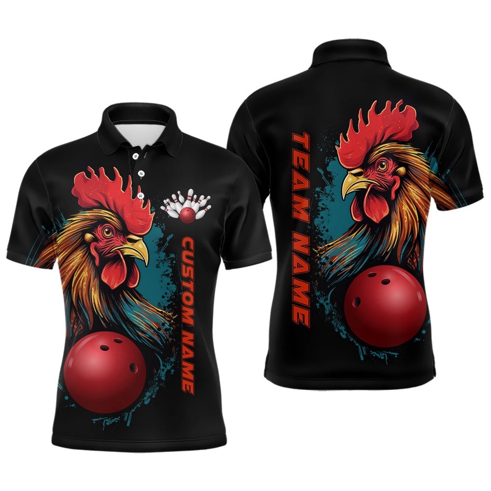 Custom Chicken Bowling Shirts For Men Bowling Polo Shirts Team Bowling League Polo Shirt, Personalized Bowling Team Shirt Custom Chicken Bowling Shirts For Men Bowling Polo Shirts Team Bowling League Polo Shirt, Personalized Bowling Team Shirt
