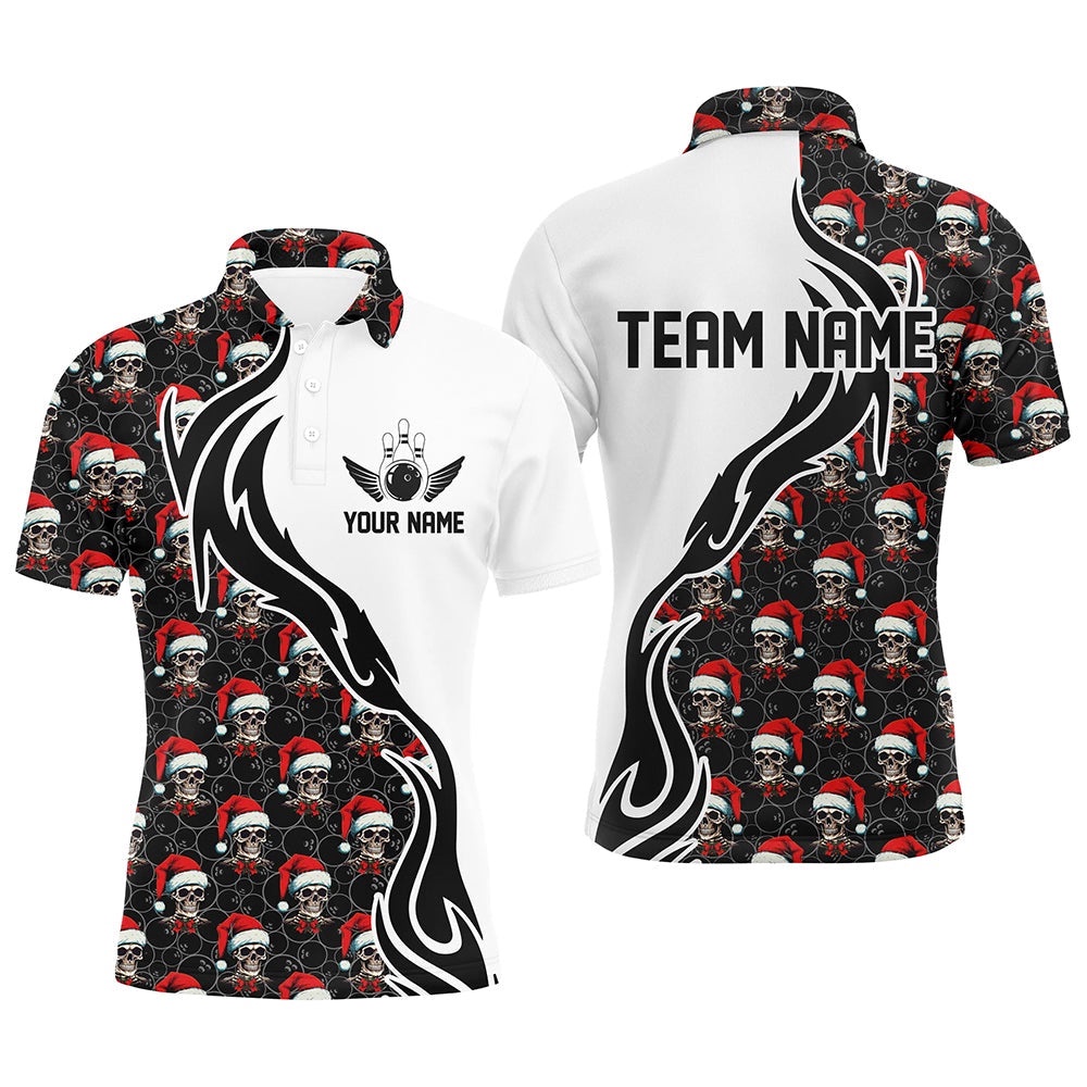 Custom Christmas Men Bowling Polo Shirts Skull Team Bowling Polo Shirt Christmas Gifts For Bowlers, Personalized Bowling Team Shirt Custom Christmas Men Bowling Polo Shirts Skull Team Bowling Polo Shirt Christmas Gifts For Bowlers, Personalized Bowling Team Shirt