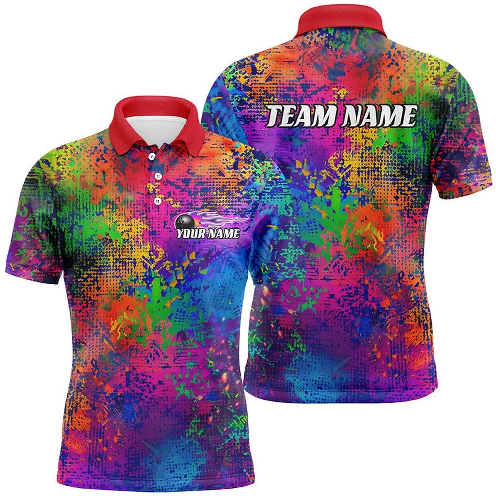 Custom Colorful Bowling Polo Shirts For Men, Pride Colors Outfit Bowling Men’s Shirts, Personalized Bowling Team Shirt Custom Colorful Bowling Polo Shirts For Men, Pride Colors Outfit Bowling Men’s Shirts, Personalized Bowling Team Shirt