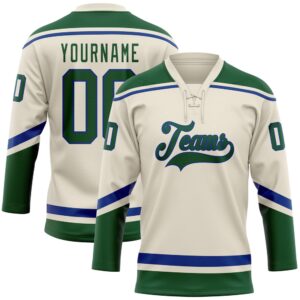 Custom Cream Green Royal Hockey Lace Neck…