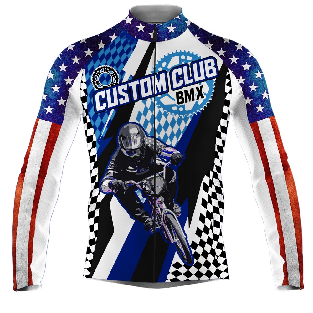 Custom Cycling Jersey Usa Mens Long And Short Sleeve American Bicycle Motocross Road And Moutain Biking, Custom Mono Cycling Jersey