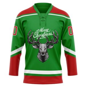 Custom Grass Green Red White Christmas Reindeer 3D Hockey Lace Neck Jersey New Hockey Jersey Personali Sport Team Jersey Shirt 2 rfxav8.jpg