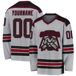 Custom Gray Black Maroon Hockey Jersey, New…