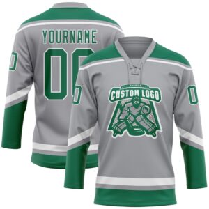 Custom Gray Kelly Green White Hockey Lace Neck Jersey New Hockey Jersey Personali Sport Team Jersey Shirt 2 z8toqn.jpg
