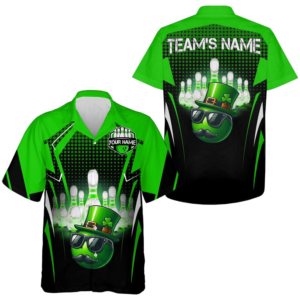 Custom Green Hawaii Team Shirtt St Patrick Day Bowling Shirt, Custom Team Bowling Hawaiian Shirt Custom Green Hawaii Team Shirtt St Patrick Day Bowling Shirt, Custom Team Bowling Hawaiian Shirt