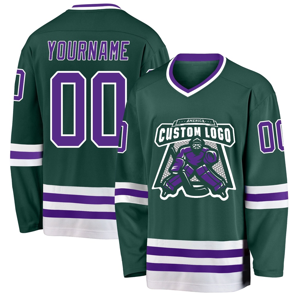 Custom Green Purple White Hockey Jersey, New Hockey Jersey, Personali Sport Team Jersey Shirt