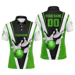 Custom Green Strike Bowling Polo Shirts For&hellip;