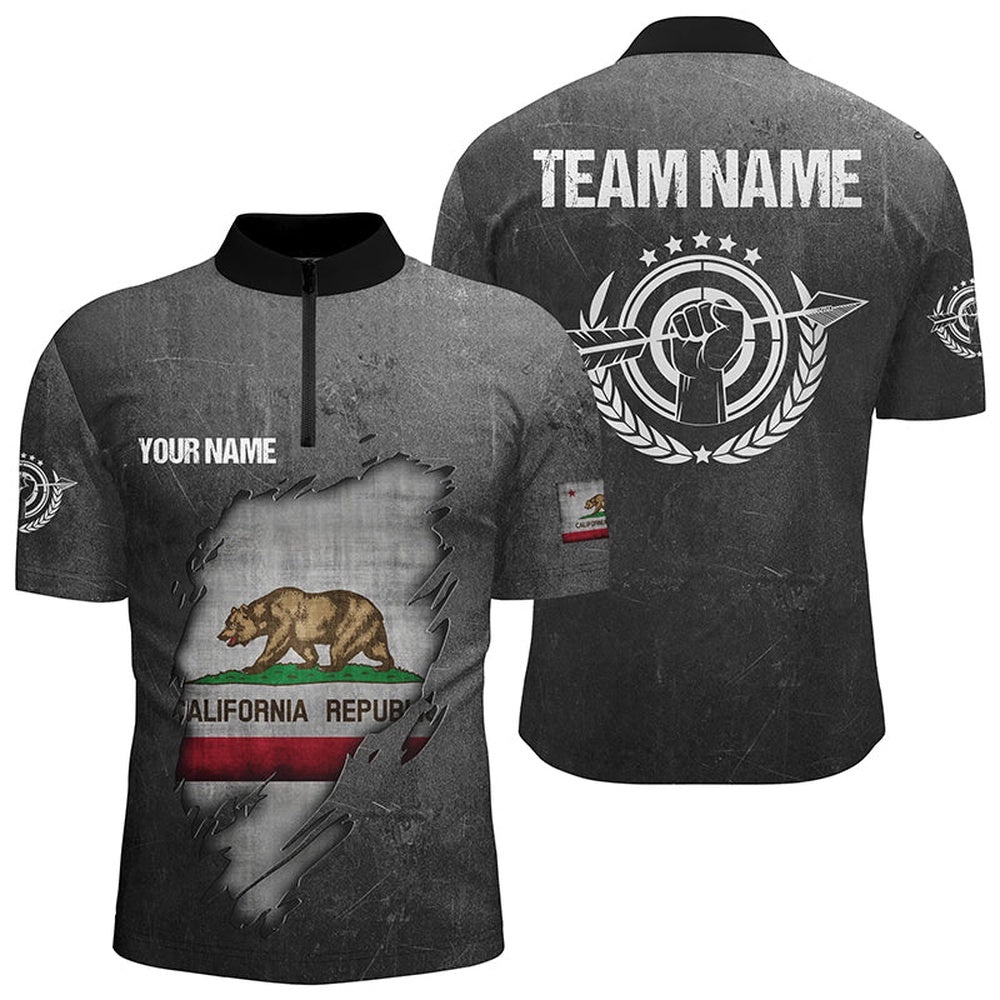 Custom Grunge California Archery Men Jersey Shirts, California Flag Shirts For Archer, Custom Archery Team Shirt