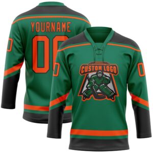 Custom Kelly Green Orange Black Hockey Lace Neck Jersey New Hockey Jersey Personali Sport Team Jersey Shirt 2 en9uit.jpg