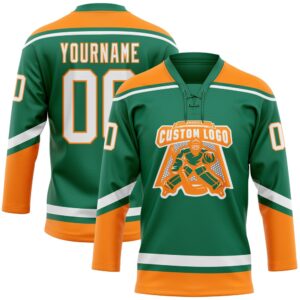 Custom Kelly Green White Bay Orange Hockey Lace Neck Jersey New Hockey Jersey Personali Sport Team Jersey Shirt 2 w308ay.jpg