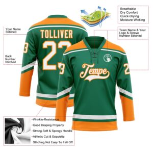 Custom Kelly Green White Bay Orange Hockey Lace Neck Jersey New Hockey Jersey Personali Sport Team Jersey Shirt 3 ncytw3.jpg