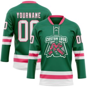 Custom Kelly Green White Neon Pink Hockey Lace Neck Jersey New Hockey Jersey Personali Sport Team Jersey Shirt 2 hn1gio.jpg