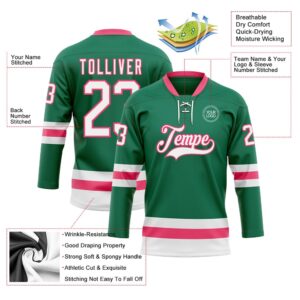 Custom Kelly Green White Neon Pink Hockey Lace Neck Jersey New Hockey Jersey Personali Sport Team Jersey Shirt 3 ohh6wh.jpg