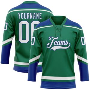 Custom Kelly Green White Royal Hockey Lace…
