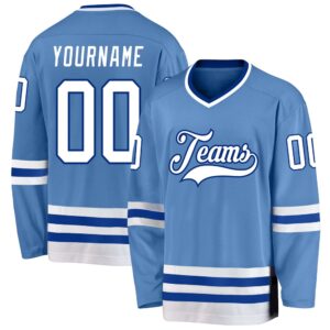 Custom Light Blue White Royal Hockey Jersey,…