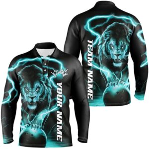 Custom Lion Long Sleeve Bowling Shirts For&hellip;