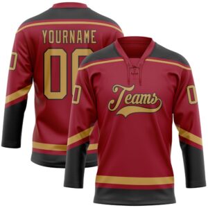 Custom Maroon Old Gold Black Hockey Lace…
