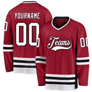 Custom Maroon White Black Hockey Jersey, New…