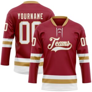 Custom Maroon White Old Gold Hockey Lace…