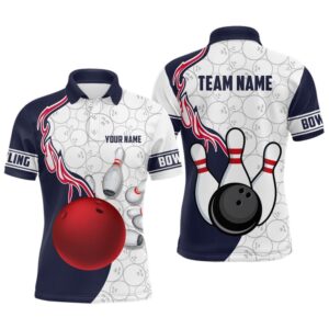 Custom Men Bowling Polo Shirts Bowling Ball…