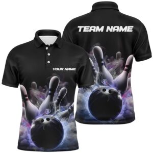 Custom Men Bowling Polo Shirts Smoke Bowling…